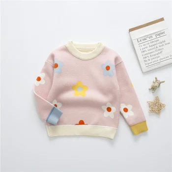 Rudenį Ir Žiemą, Vaikų Pliušinis Megztinis Mergina Baby Baby Daisy Sutirštės Megztinis megztas Apačioje Megztinis