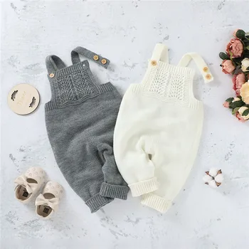 Rudenį new baby berniukas ir mergaitė vientisas romper vientisos spalvos romper Megzti Žiemą Šiltas Jumpsuits