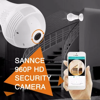 SANNCE Led Šviesos 960P Belaidžio ryšio Wi-fi IP Kamera, Panoraminis FishEye Namų Apsaugos Stebėjimo VAIZDO Kameros 360 Laipsnių Naktį Vizija