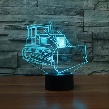 [Septynių Neon]nemokamas Pristatymas buldozeris formos Akrilo 7Colors Stalo Lempos 3D Lempos Naujovė dovana Led Nakties Šviesos Millennium Falcon Šviesos