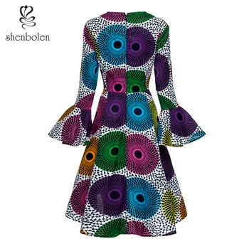 Shenbole afrikos suknelės moterims 2020 naujas mados ilgomis Rankovėmis suknelė vaškas spausdinti afrikos tradicinių drabužių šalis suknelė