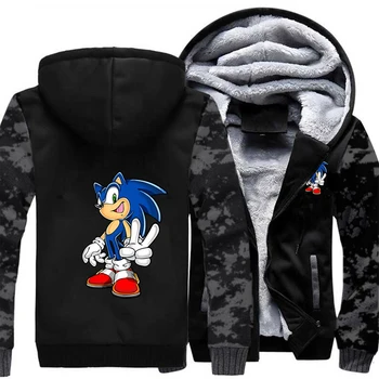 Sonic The Hedgehog Sonicthehedgehogseries Hoodies Vyrų 2020 M. Žiemą Šiltas Tirštėti Palaidinukė Mados Streetwear Striuke Camo Kailis