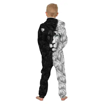 Sporto Jumpsuit Vaikai Liūtas 3D Spausdinimo Vaikas Rompers Sport Stiliaus Ilgas Kelnes Šalies jumpsuit ilgomis Rankovėmis Streetwear Hoody