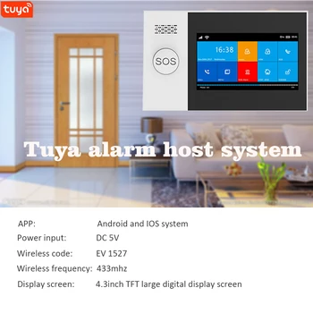 TUYA WIFI, GSM Belaidžio Namų Apsaugos Signalizacijos Sistema, 4.3 Colio Ekraną App 
