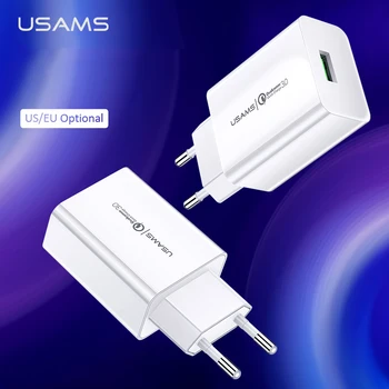 USAMS Greitai Įkrauti 3.0 QC 18W USB Įkroviklis QC3.0 Sparčiai Kelionės Įkroviklis Samsung 