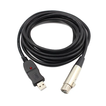 USB Vyras Į 3 Pin XLR Female Microphone MIC Studio Garso Link Cable 3M USB Laidas