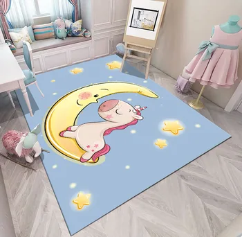 Vaikų miegamasis kilimu mielas princesė berniukas, mergaitė, naktiniai kambarys šiltas nuskaitymo kilimėlis tatamio kiliminė danga miegamajame kilimas