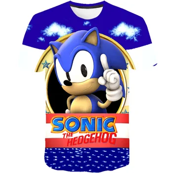 Vasaros 3D Vaikiški marškinėliai blue Sonic ežys Mario Bro Kūdikių Berniukų drabužių Streetwear Vaikų Mergaičių Drabužius Juokinga Trumpas rankovės