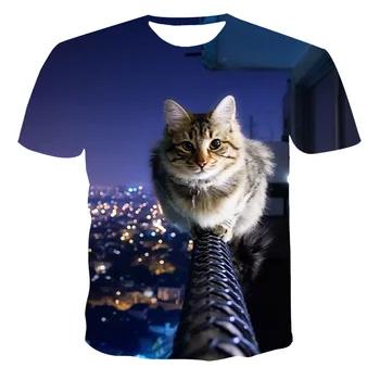 Vasaros naują stiliaus vyriški ir moteriški laisvalaikio marškinėliai 3d spausdinimo gyvūnų cute kačių mados trumparankoviai marškinėliai xxs—6XL