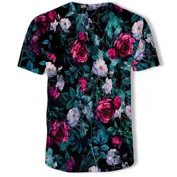 Vasarą Naujos Mados Vyrų, Moterų Palaidinukė 3D Spausdinimo Rožių Gėlių Marškinėliai trumpomis Rankovėmis Hip-Hop Top Harajuku Puloveris 2019