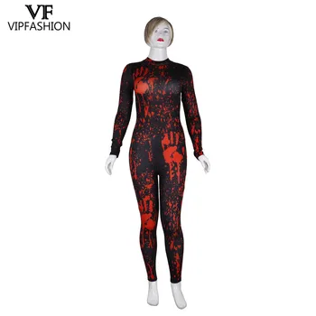 VIP MADOS 2019 Naujausius Produktus Jumpsuit Cosplay Bodysuit 3D Terro Kraujo handprint Spausdinti Rompers Halloween Kostiumai Moterims
