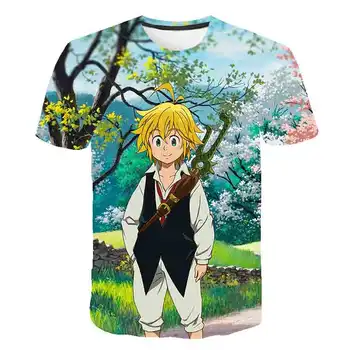 Vyrai Anime Vasaros Septynios Mirtinos Nuodėmės, VYRIŠKI T-Shirt 3D Spausdinimo Vyrų T-Shirt Atsitiktinis marškinėliai Streetwear Apvalios Apykaklės Kvėpuojantis