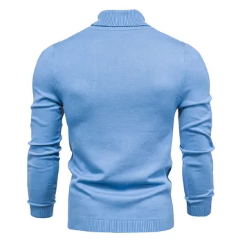 Vyrų megztinis atsitiktinis gryna spalva kokybės šiluma plonas megztinis aukštu kaklu megztinis vyrams