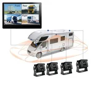 Weivision 1080P FHD DVR Stebėti, 7 Colių Padalinti Ekraną, 4 Atsarginės Pusės Priekinė Kamera Rinkinys, skirtas Gaisro Variklio/Autobusas/Sunkvežimis/Priekabos/RV/Tracto