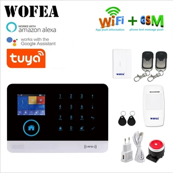 Wofea wifi, GSM Apsaugos Signalizacijos Sistemos tuya smart & smartlife APP Kontrolės Sirena RDA dirbti su alexa & home 