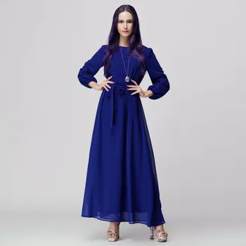 Womail Musulmonų suknelė Moterims Kaftan Islamo Abaja ilgomis Rankovėmis Aukštos Juosmens Šifono, Elegantiškas Musulmonų Šalis Dubai Maxi suknelė 2019 A9