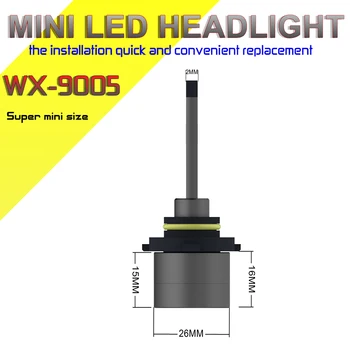 WX-9005-HB3 9006-HB4 LED Automobilių Žibintai Lemputės, Priešrūkinis žibintas, Super mini 30W 6000K 9000Lm, H1 H3 H4/HB2 H7, H8, H9 H11 880 881 H27 5202
