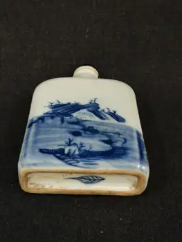 YIZHU CULTUER MENO Kolekcija, Kinų Senasis mėlyna ir balta Porceliano Kraštovaizdžio Paveikslas Uosti Butelis Dovanų