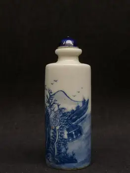 YIZHU CULTUER MENO Kolekcija, Kinų Senasis mėlyna ir balta Porceliano Kraštovaizdžio Paveikslas Uosti Butelis Dovanų