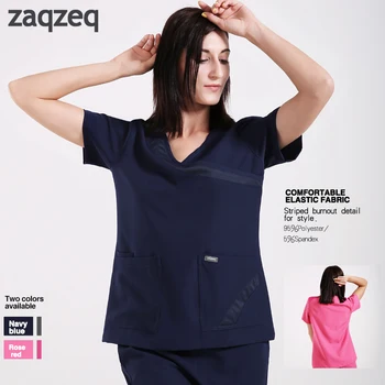 Zaqzeq/TanHe 2020 Moterų Mados Uniformos/ Spa Tunikas/ Kosmetologė Drabužių trumpomis Rankovėmis Viršuje + Kelnės
