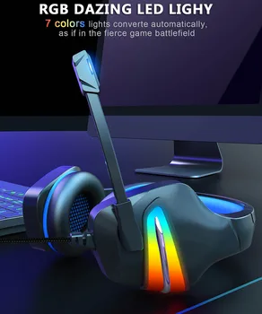 Žaidimų Ausinės 7.1 Erdvinio Garso Laidinė laisvų Rankų įranga Gamer PC, PS4 su RGB Šviesos Triukšmo Panaikinimo Mic Žaidimų Ausinių