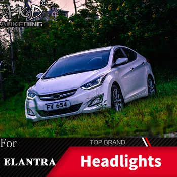 Žibintas Automobilio Hyundai Elantra 2012-2016 Žibintai, Rūko Žibintai, Dieniniai Žibintai DRL H7 LED Bi Xenon Lemputės Automobilių Priedų