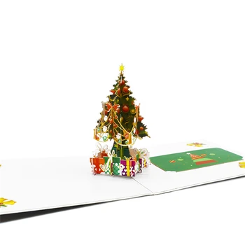 10 Pak Linksmų Kalėdų Atvirukai Kalėdų Eglutė Pop-Up Korteles su Paketo Įklijos pjovimas Lazeriu Naujųjų Metų Atvirukai Rankų darbo Dovanos