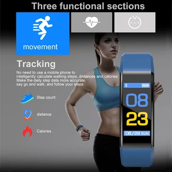 115 Plus Smart Horloge Gezondheid Hartslag Bloeddruk Fitness Tracker Polsband Stebėti Sporto Smart Horloge voor 