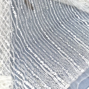 130CM Plotis blizgučiais nėrinių audinys Dryžuotas pasakų sijonas vestuvių suknelė atostogų dėvėti vaikiški drabužiai audinys 