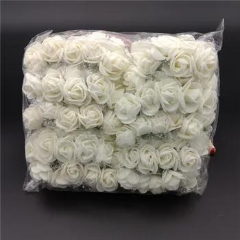 144 Vienetų Pigūs dirbtinės gėlės MINI putų meškiukas rožių puokštė vaza namų dekoro vestuvių dekoratyvinių gėlių vainikas