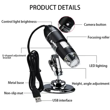 1600X USB Skaitmeninis Mikroskopas su 8 LED didinamasis stiklas Kamera, skirta 