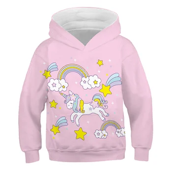 2020 m. 4-14 Metų Vaikai Vienaragis animacinių filmų hoodie Berniukas hoodie mergaičių anime juokinga palaidinukė rudenį viršūnes hoodies vaiko drabužius