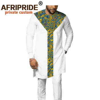 2020 m. afrikos vyrų kostiumas dashiki drabužių genčių apranga spausdinti marškinėliai+ziajać 2 dalių komplektas su kišenėje heidi bazin riche AFRIPRIDE A1916007