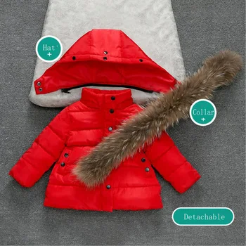 2020 m. Žiemos Vaikai Medvilnės Paltai Mergaitėms Berniukai Šiltos Žiemos Striukė Kūdikiui Vaikų Žiemos Drabužių Gobtuvu Viršutiniai drabužiai, Paltai Balta Raudona