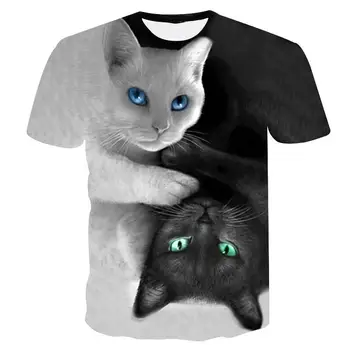 2020 mados naujų cool T-shirt vyrams ir moterims 3D T-shirt modelio dvi kates trumparankoviai vasaros top marškinėliai T-shirt S-6XL