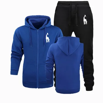 2020 naujas Gelsvai DJ rudenį ir žiemą, plius aksomo šiltas spausdinimo vyrų laisvalaikis fitneso gobtuvu sporto megztinis švarkas + kelnės kostiumas