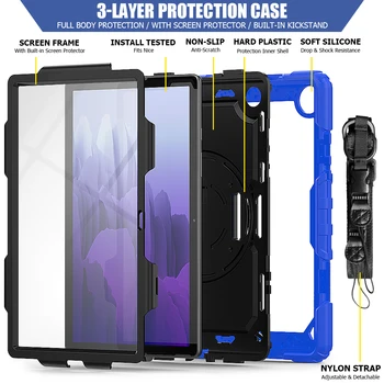360 Sukimosi Karinės Silicio Tablet Case for Samsung Galaxy Tab A6 8.0 10.1 2019 Atveju A7 S6 Lite 10.4 S7 11
