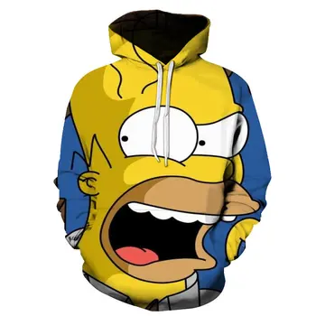 3D Animaciją spausdinimo Hoodies Mielas Homer Simpson Ir jo Sūnus Anime Hoodie Serijos Vyrų / Moterų Rudenį ir Žiemą Palaidinukė Hoodies