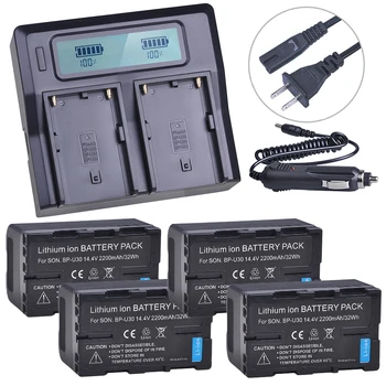 4x 2200mAh BP-U30 bp-u30 BP U30 Baterija + Greitas LCD Dvigubas Kroviklis Sony BPU30 BP-U60 BP-U90, PMW-100 PMW-150 PMW-200 PMW-300