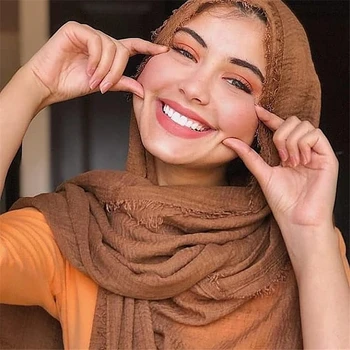 70*175cm musulmonų moterų vingiuoti šalikas hijab soild spalvos medvilnės islamo skarelė arabų headwrap moterų skara turbaną skaros