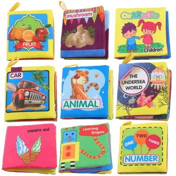 9-Pack Netoksiškas Audinys Kūdikių Audiniu Knygos Pradžioje Švietimo Veiklos, Žaislų, Vingiuoti Audinio Vaikiška Knyga