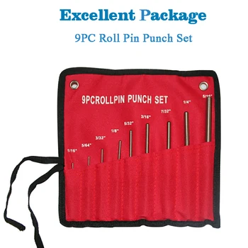 9Pcs Profesinės Roll Pin Punch Nustatyti Ginklą Varžtas Sugauti suristi Atveju Įrankių Rinkinys su Dukart Susidūrė su Minkštos Gumos Plaktuku Plaktuku RL37-0096