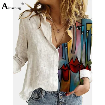 Aimsnug Plius Dydis Ponios Elegantiškas Laisvalaikio Atsitiktinis Marškinėliai 3D Spausdinimo Moterų Top Atidaryti Dygsnio Palaidinė Femme blusas marškinėliai ropa mujer 2021