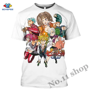 Anime 3d print t shirt Vyrai Septynios Mirtinos Nuodėmės, Nanatsu Nr. Taizai Moterų mados t-shirt Harajuku tees marškinėliai homme marškinėlius A67