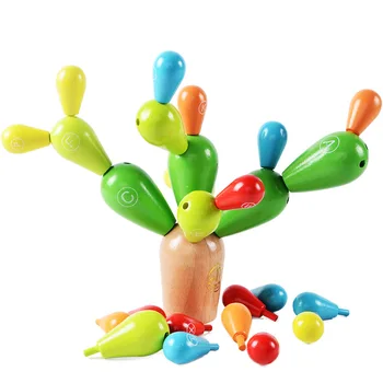 Ankstyvojo Ugdymo Macarons Mediniai Balansavimo Kaktusas Žaislas Nuimamas Blokai Baby Vaikų Raidos Žvalgybos Žaislas