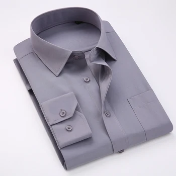 Aukštos kokybės klasikinės ruoželiniu vyrų socialinės marškinėliai ilgomis rankovėmis reguliariai tinka atsitiktinis plius dydis 5xl suknelė marškinėliai