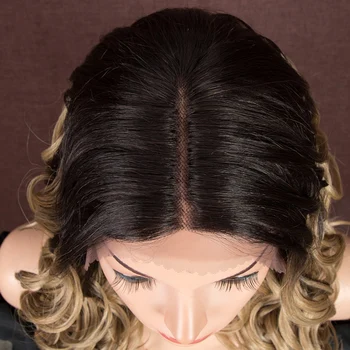 Bella Sintetinių Nėriniai Priekiniai Wig 20 Colių Banga Ombre Plaukų Šviesūs, sintetiniai Perukai Moterims, Cosplay Nėriniai Priekiniai Perukas Juoda Moterų