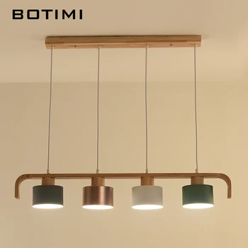 BOTIMI Modernios LED Sieniniai šviestuvai Su Metaliniu Umbra, Valgomasis, Medinės Kabo Lempa E27 Mediena, Virtuvės Šviestuvas