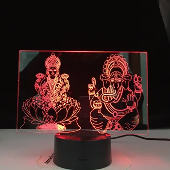Buda Ganeša Keitimas Naktį Šviesos 3D LED Atmosfera Bulbing Žibintas 3D vaizdo iliuzija Vaikams Žaislas Vėliau kaip Gimtadienio Dovanos