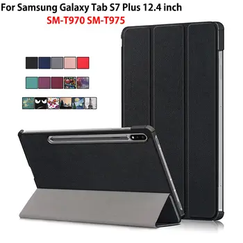 Case For Samsung Galaxy Tab S7 Plius SM-T970 SM-T975 12.4 colių Padengti Funda Tablet Slim Magnetinio Sulankstomas Stovas Shell